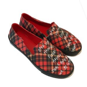 Melissa red plaid slip on sneakers size 10